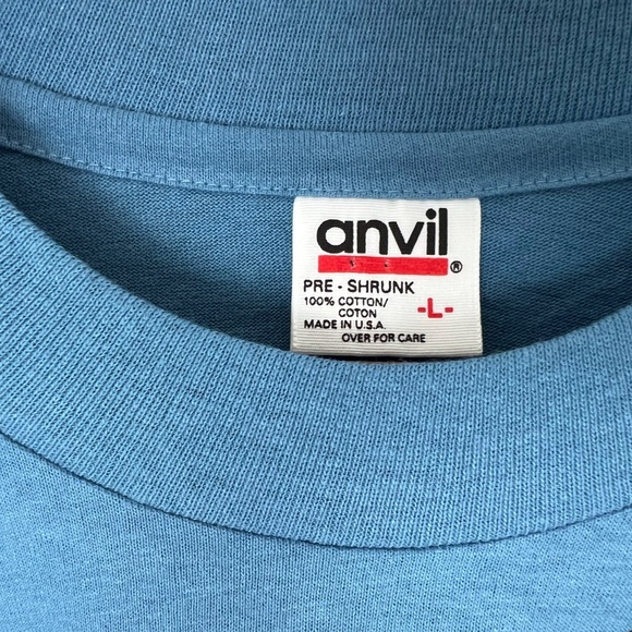 Vintage Anvil Blue Globe Map Richard Byrd Single Stitch Cotton Graphic Tee USA L - Picture 6 of 6